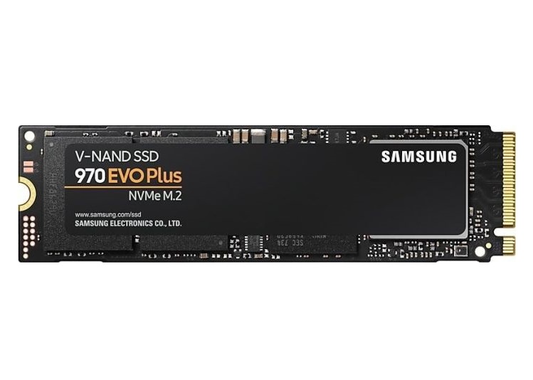  <b>M.2 NMVe SSD:</b> 1TB 970 EVO PLUS, PCIe Gen3, Read: 3500MB/s, Write: 3300MB/s, R:600K/W:550K IOPS, 600 TBW, 1.5M MTBF  